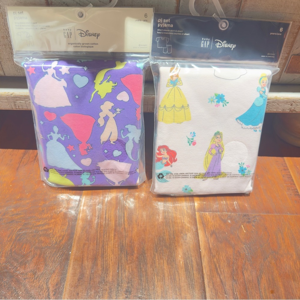 Disney x GAP Girls Pajama Sets - Princess Prints (Purple & White) size 6